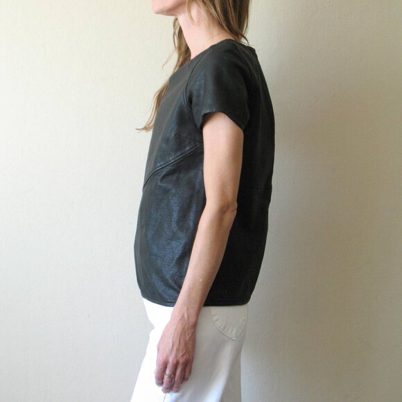 Leather Tee Shirt Maison Scoth Soda XS 1 perforated black real leather - Picture 9 of 12